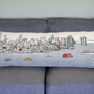 46" White NYC Daylight Skyline Lumbar Decorative Pillow