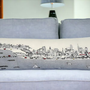 46" White Philadelphia Daylight Skyline Lumbar Decorative Pillow