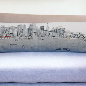 46" White San Francisco Daylight Skyline Lumbar Decorative Pillow