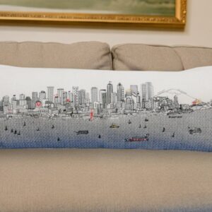 46" White Seattle Daylight Skyline Lumbar Decorative Pillow