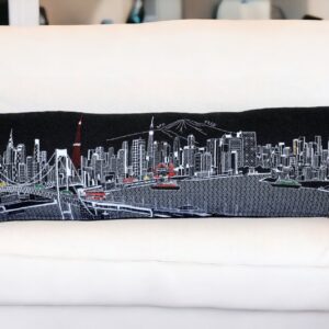 46" Black Tokyo Nighttime Skyline Lumbar Decorative Pillow