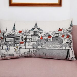 14" X 24" Cream Hometown Pride Wool Lumbar Throw Pillow