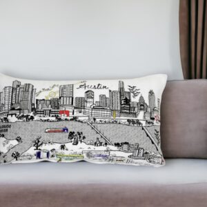 25" White Atlanta Daylight Skyline Lumbar Decorative Pillow