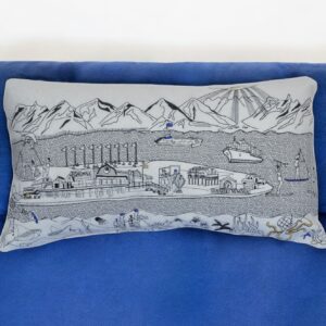 14" X 24" Cream Hometown Pride Wool Lumbar Throw Pillow