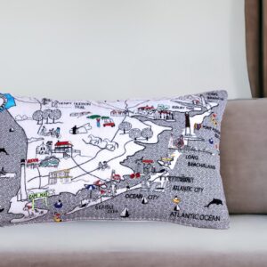25" White Jersey Shore Daylight Skyline Lumbar Decorative Pillow