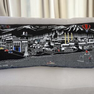 35" Black Bend Nighttime Skyline Lumbar Decorative Pillow