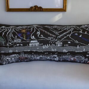35" Black Breckenridge Nighttime Skyline Lumbar Decorative Pillow