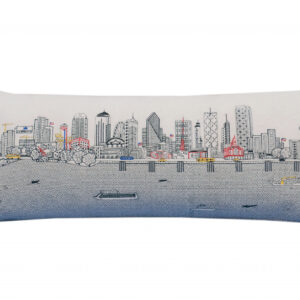 35" White Dallas Daylight Skyline Lumbar Decorative Pillow
