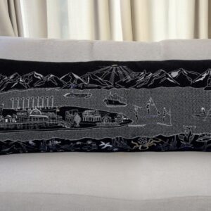 14" X 35" Black Gray and White Hometown Pride Wool Lumbar Throw Pillow