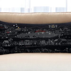 14" X 35" Black Gray and White Hometown Pride Wool Lumbar Throw Pillow