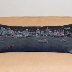 14" X 35" Black Gray and White Hometown Pride Wool Lumbar Throw Pillow