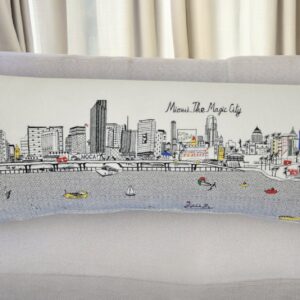 35" White Miami Daylight Skyline Lumbar Decorative Pillow
