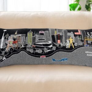 14" X 35" Black Gray and White Hometown Pride Wool Lumbar Throw Pillow