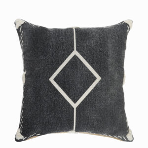20" X 20" White And Black 100% Cotton Geometric Zippered Pillow