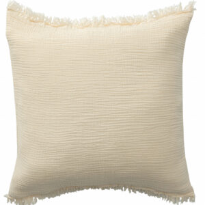 20" X 20" Cream And Beige 100% Cotton Zippered Pillow