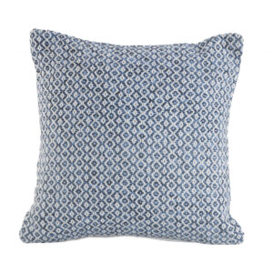 18" X 18" Navy And White 100% Cotton Geometric Zippered Pillow