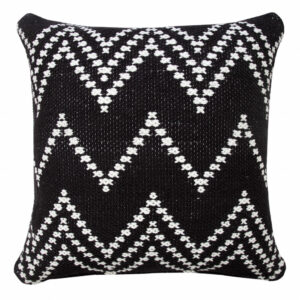 20" X 20" Black And White 100% Cotton Chevron Zippered Pillow