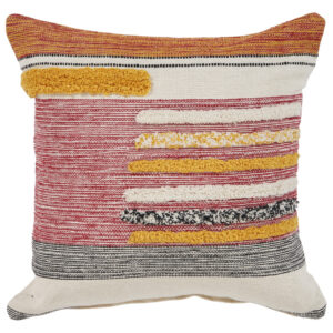 18" Red and Ivory Throw Pillow