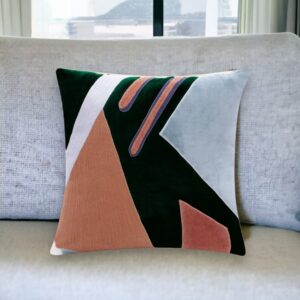 24" Blue and Off White Abstract Cotton Throw Pillow