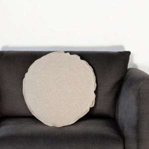 20" X 20" Beige Round Cotton Throw Pillow