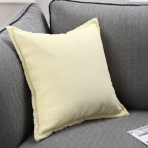 20" Light Yellow Cotton Throw Pillow