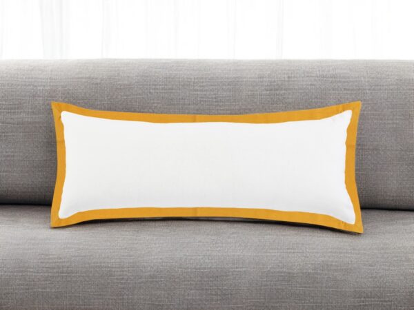 14" X 36" White And Yellow Cotton Color Block Throw Pillow