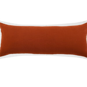 14" X 36" Red And White 100% Cotton Geometric Zippered Pillow