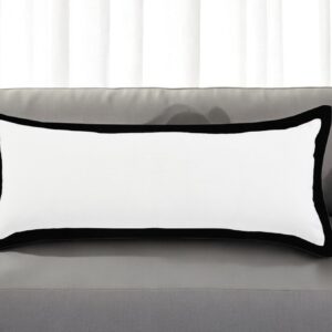 14" X 36" Black And White Cotton Color Block Throw Pillow