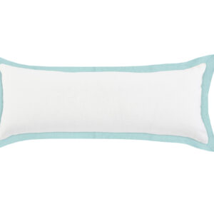 14" X 36" White And Icy Blue 100% Cotton Geometric Zippered Pillow
