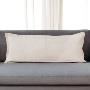 14" X 36" Beige Cotton Throw Pillow