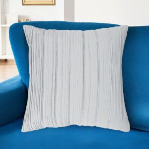 20" Light Blue Striped Cotton Blend Throw Pillow