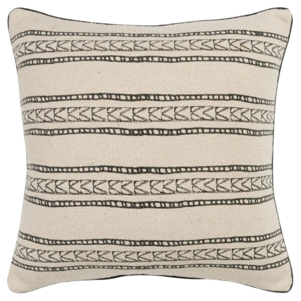 20" Beige and Gray Cotton Pillow