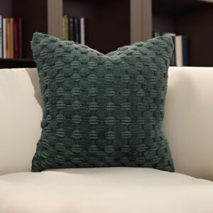 20" Green Cotton Throw Pillow With Texture