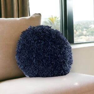 14" X 14" Blue Round Shag Throw Pillow