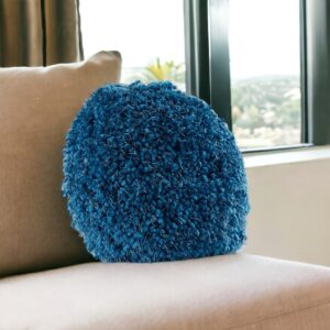 14" X 14" Teal Blue Round Shag Throw Pillow