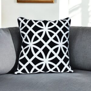 20" Black Geometric Cotton Throw Pillow