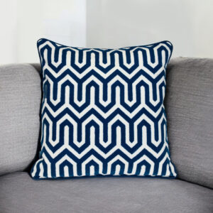 20" Blue Geometric Cotton Throw Pillow