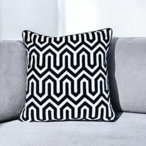 20" Black Geometric Cotton Throw Pillow