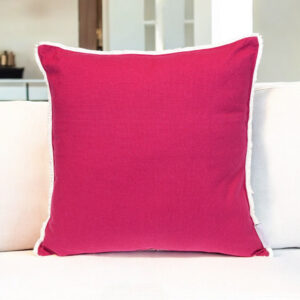 20" Hot Pink Cotton Throw Pillow With Fringe