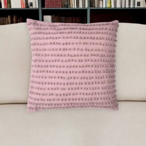 18" Purple Striped Cotton Throw Pillow Cover