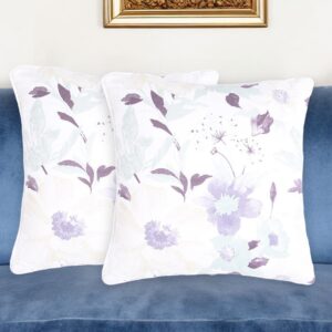 Set of Two 18" Purple and White Cotton Throw Pillow Covers