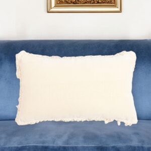 12" X 20" Off White Cotton Blend Throw Pillow Cover With Tassels