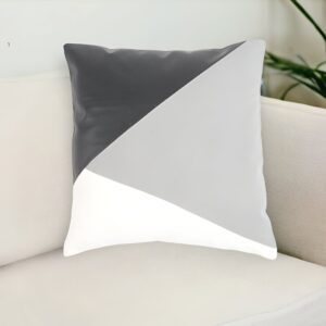 18" Gray and White Patchwork Cotton Blend Throw Pillow Cover