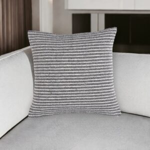 18" Black and White Striped Cotton Throw Pillow Cover