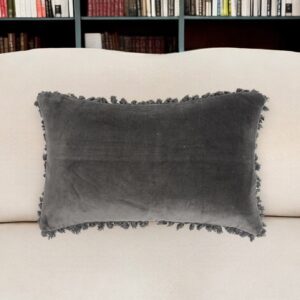 12" X 20" Black Cotton Blend Throw Pillow Cover With Fringe