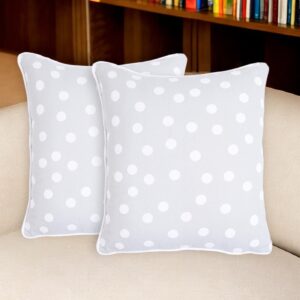 Set of Two 18" Gray and White Cotton Throw Pillow Covers
