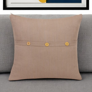 24" Brown Cotton Throw Pillow With Buttons