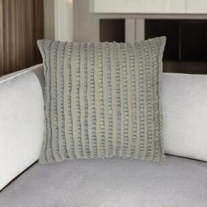 18" Gray Striped Cotton Throw Pillow Cover