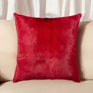 18" Wine Cowhide Throw Pillow