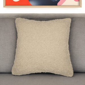 20" Beige Throw Pillow With Shag